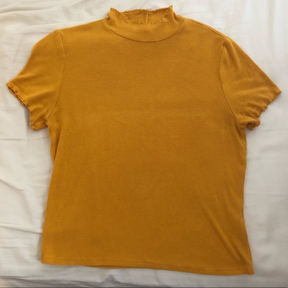 Lettuce Hem Ribbed Yellow Top - Picture 2 of 5